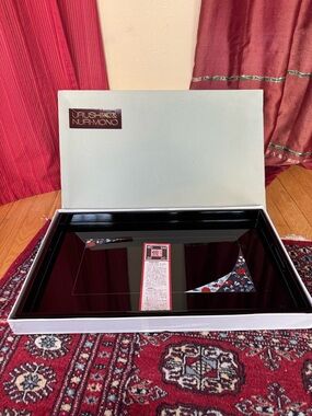 New Urushikki & Nuri-Mono Black Japanese Lacquer Vintage Serving Tray New In Box